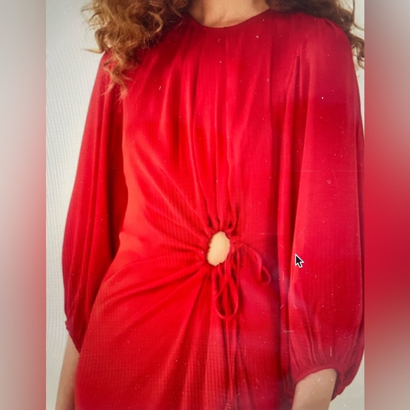 Farm Rio Satin Red Cut-out Midi Dress Size XS - Picture 4 of 9